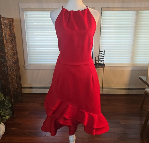 Cooper St Senorita High Neck Frill Mini Dress Halter Ruffled Red Size 8 - Picture 2 of 15